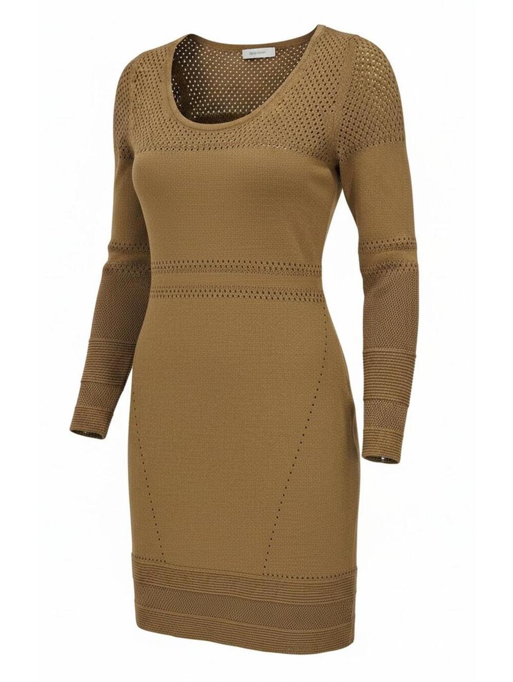 NWT M.Patmos 100% Merino Wool Pointelle Knit Mini Dress M Chestnut